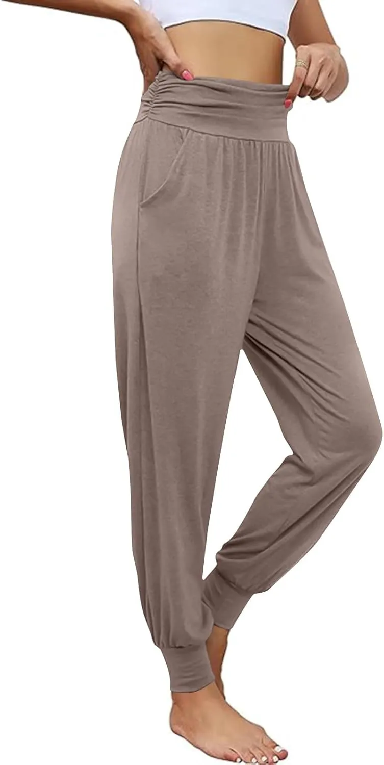 2 Pack Womens Yoga Jogger Pants with Side Pockets Sweatpants Lounge Lightweight Pants for Workout Running Yoga