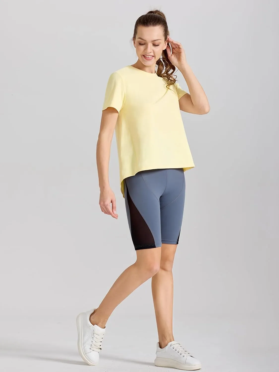 AARYA Workout Tops for Women UPF50 Breathable Loose Fit Yoga T Shirts Short Sleeve Running Gym Athletic Tee Top