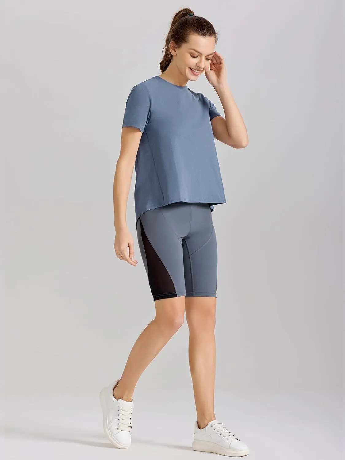AARYA Workout Tops for Women UPF50 Breathable Loose Fit Yoga T Shirts Short Sleeve Running Gym Athletic Tee Top