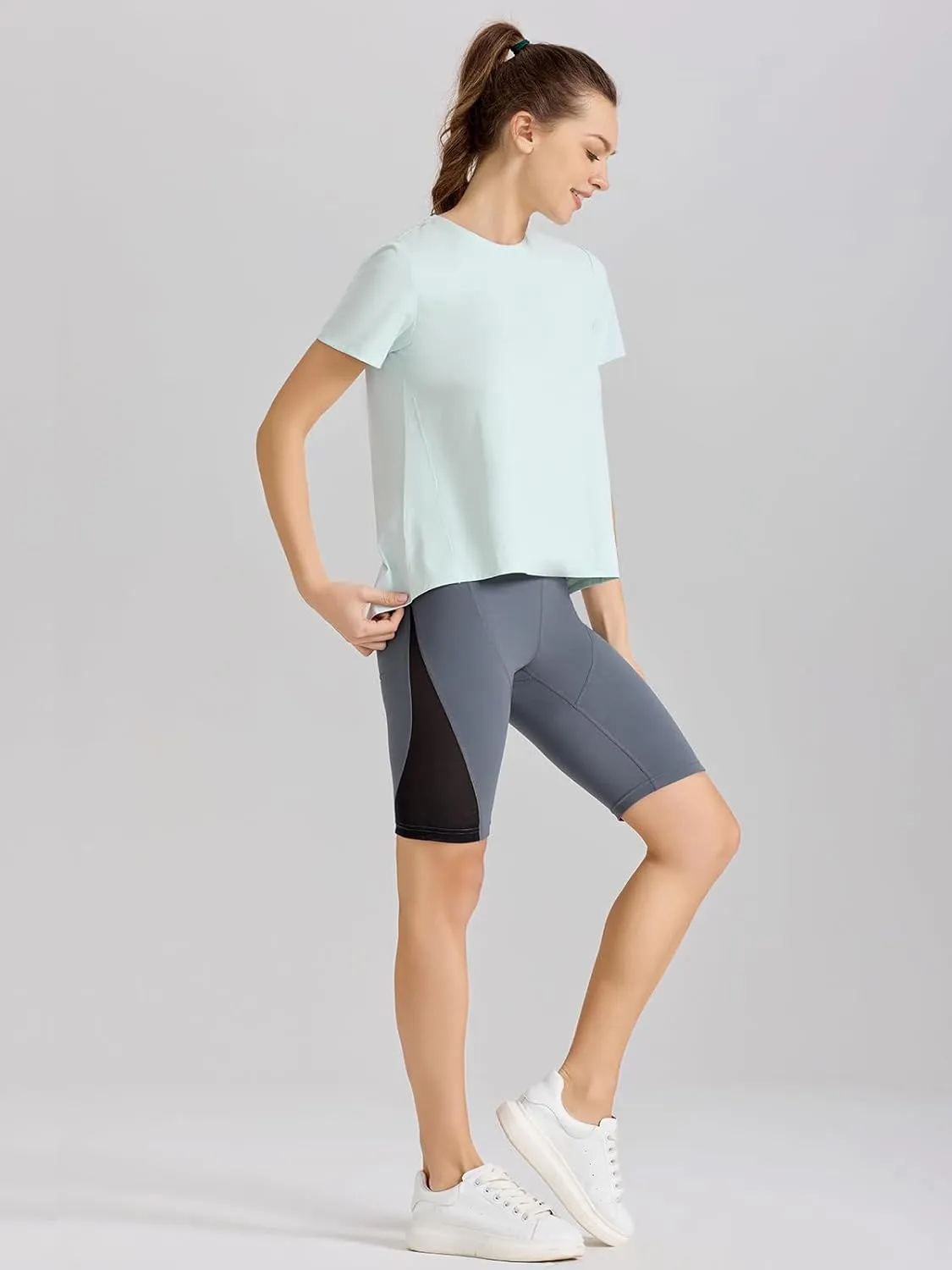 AARYA Workout Tops for Women UPF50 Breathable Loose Fit Yoga T Shirts Short Sleeve Running Gym Athletic Tee Top
