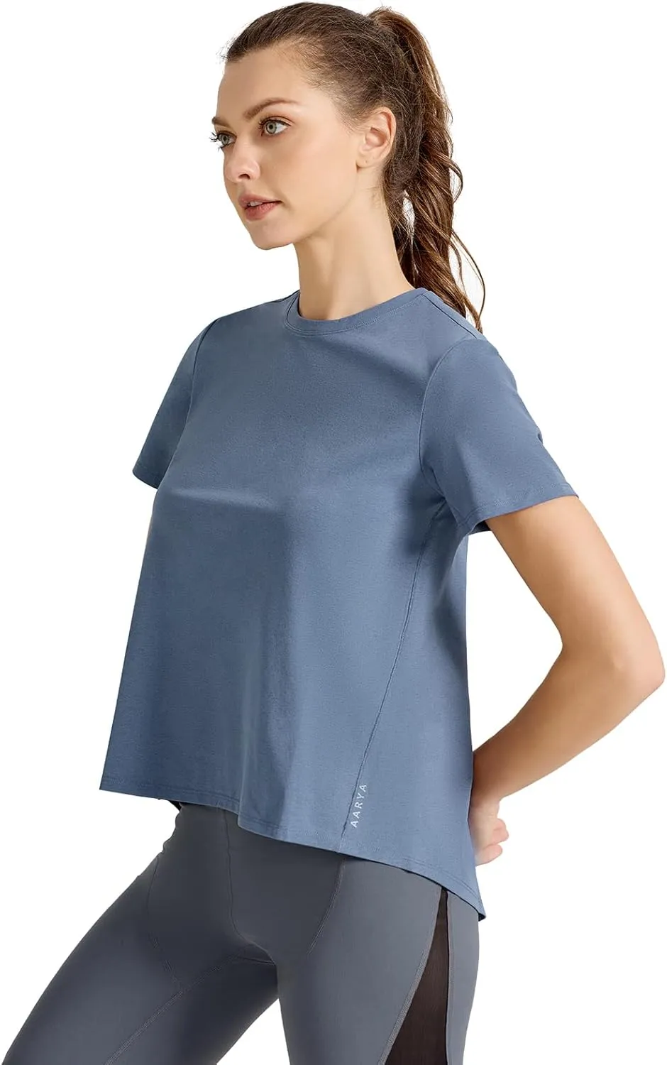 AARYA Workout Tops for Women UPF50 Breathable Loose Fit Yoga T Shirts Short Sleeve Running Gym Athletic Tee Top