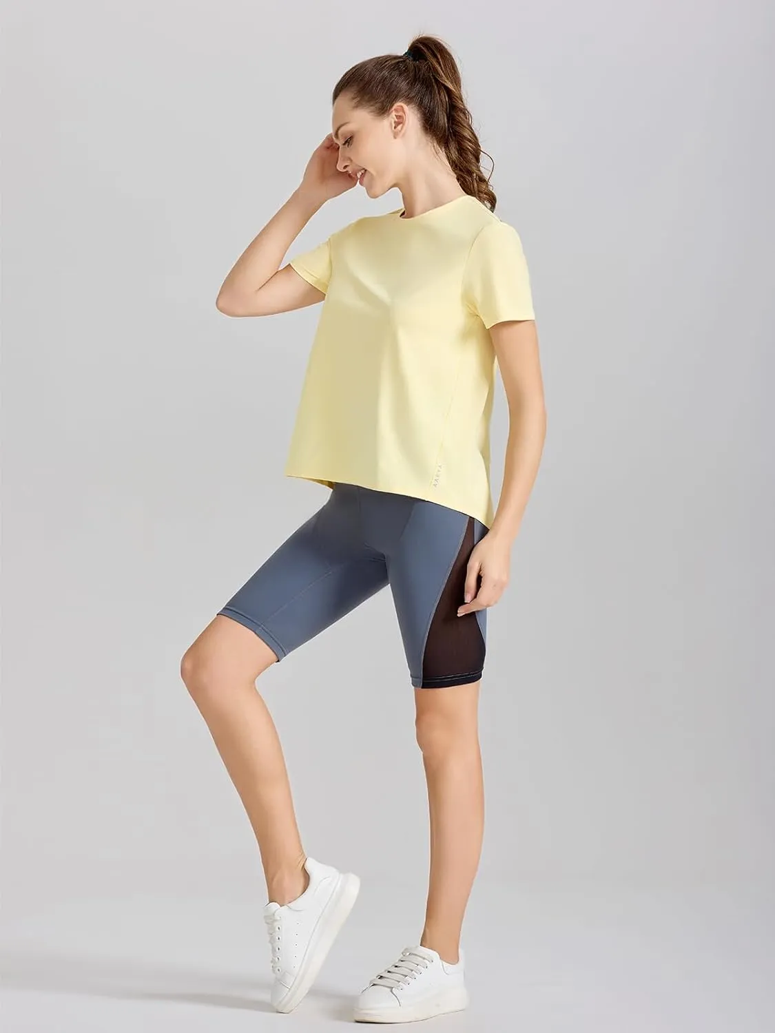 AARYA Workout Tops for Women UPF50 Breathable Loose Fit Yoga T Shirts Short Sleeve Running Gym Athletic Tee Top