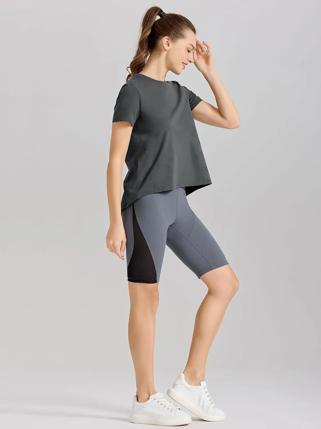 AARYA Workout Tops for Women UPF50 Breathable Loose Fit Yoga T Shirts Short Sleeve Running Gym Athletic Tee Top