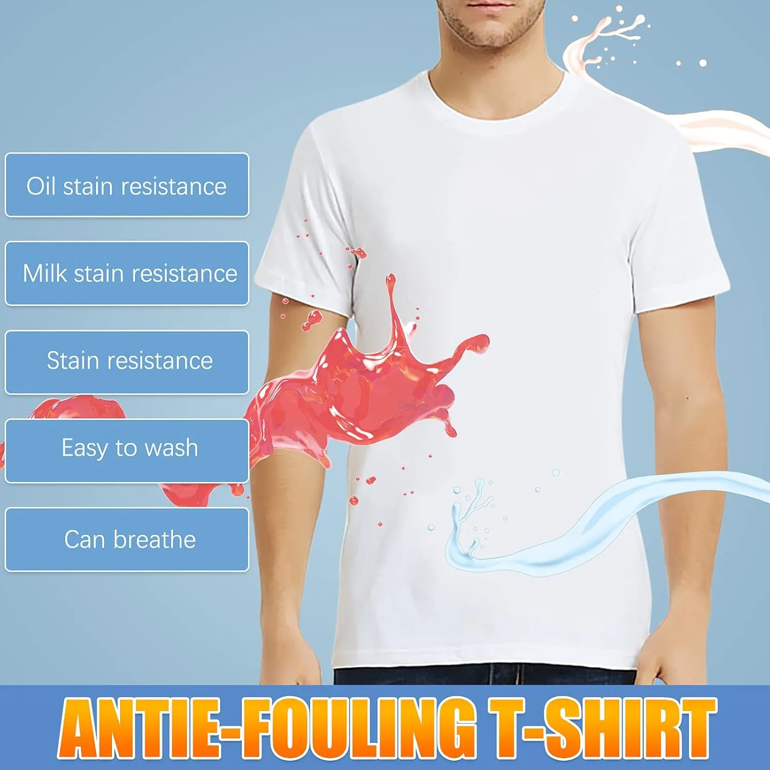 Active Mens Waterproof T-Shirts Lightweight Breathable Quick Dry Sun Protection Shirt Fishing Casual Gym Athletic Tee