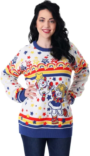 Adult Rainbow Brite Ugly Christmas Sweater | Rainbow Crewneck Sweatshirt for Men & Women | Classic TV Sweaters
