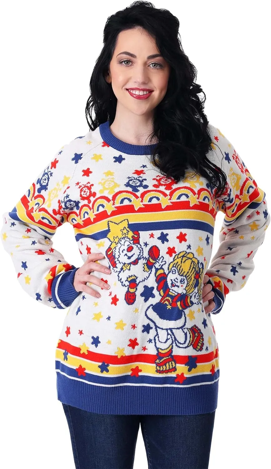 Adult Rainbow Brite Ugly Christmas Sweater | Rainbow Crewneck Sweatshirt for Men & Women | Classic TV Sweaters