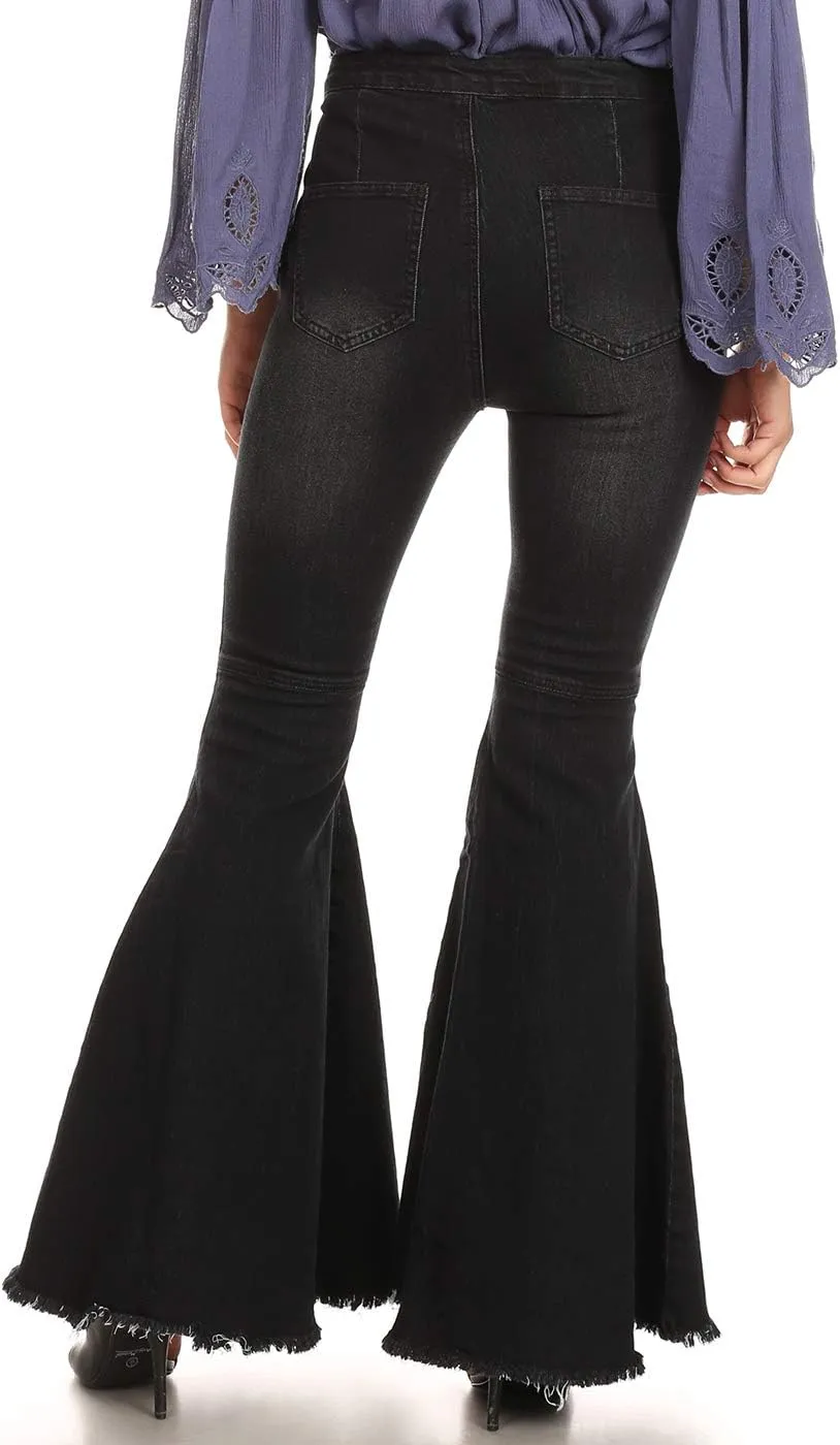 Anna-Kaci Women's Fashion High Waist Long Denim Bell Bottom Jeans Flared Pants