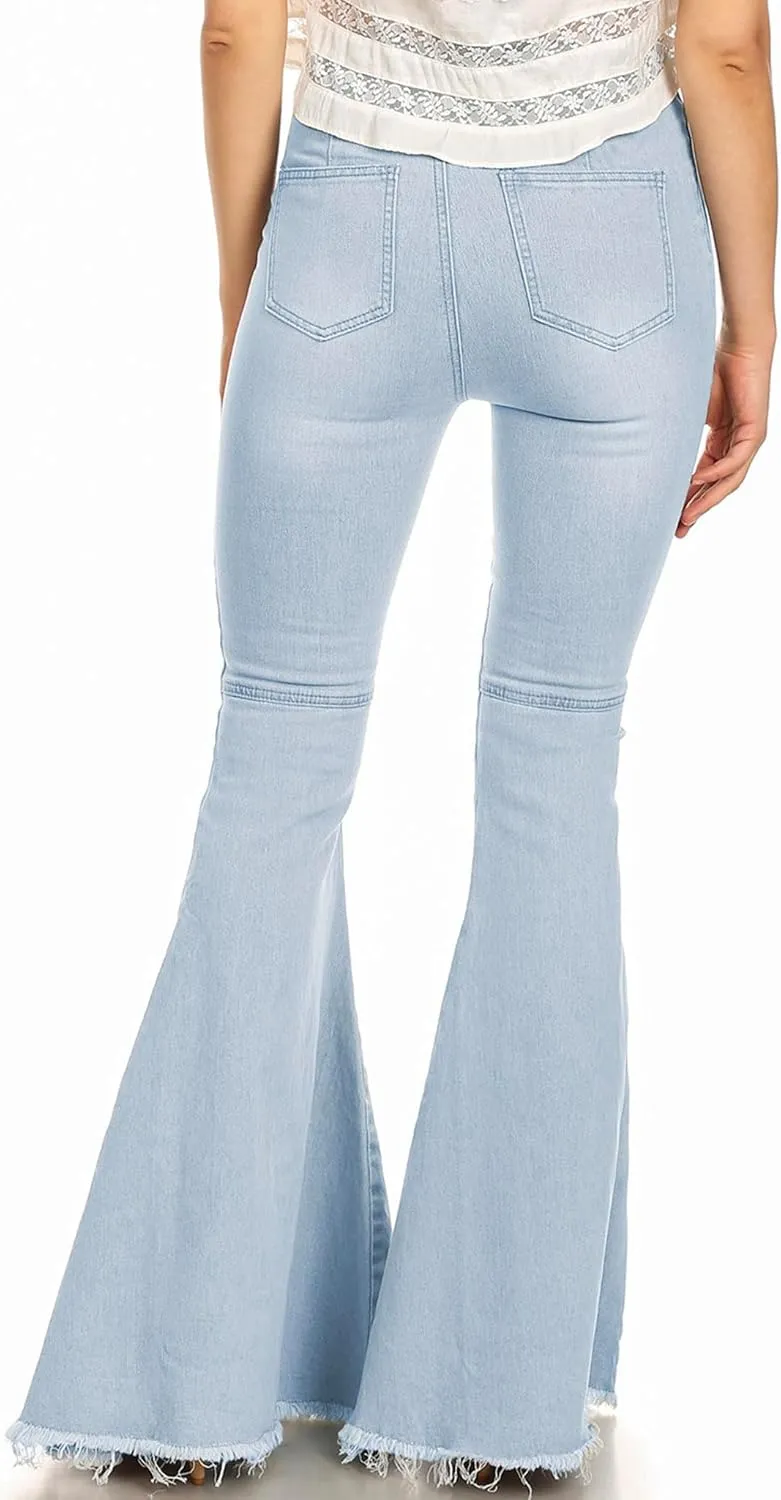 Anna-Kaci Women's Fashion High Waist Long Denim Bell Bottom Jeans Flared Pants