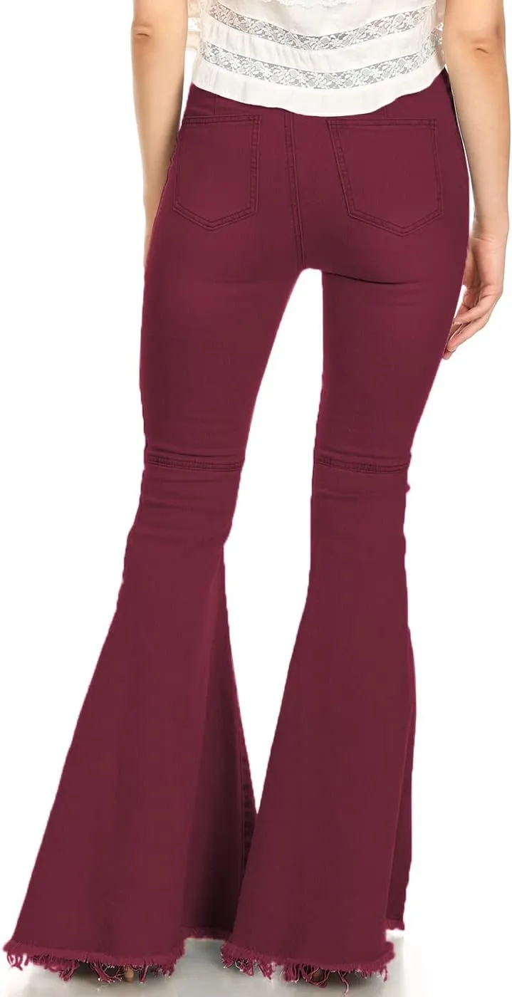 Anna-Kaci Women's Fashion High Waist Long Denim Bell Bottom Jeans Flared Pants