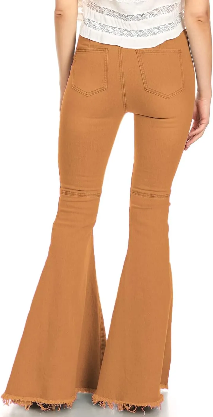 Anna-Kaci Women's Fashion High Waist Long Denim Bell Bottom Jeans Flared Pants