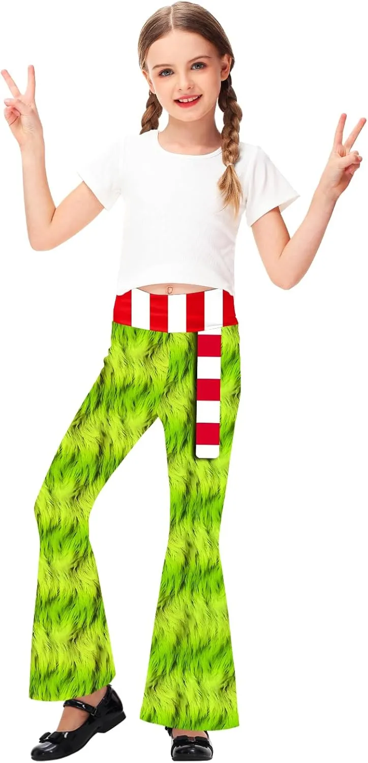 AOBUTE Girls Bell Bottom Pants Tie Dye Print High Waist Flare Leggings 5-14 Years