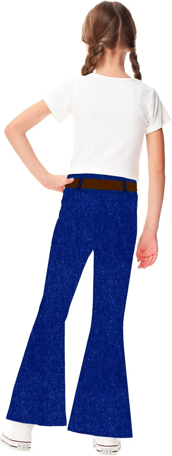 AOBUTE Girls Bell Bottom Pants Tie Dye Print High Waist Flare Leggings 5-14 Years