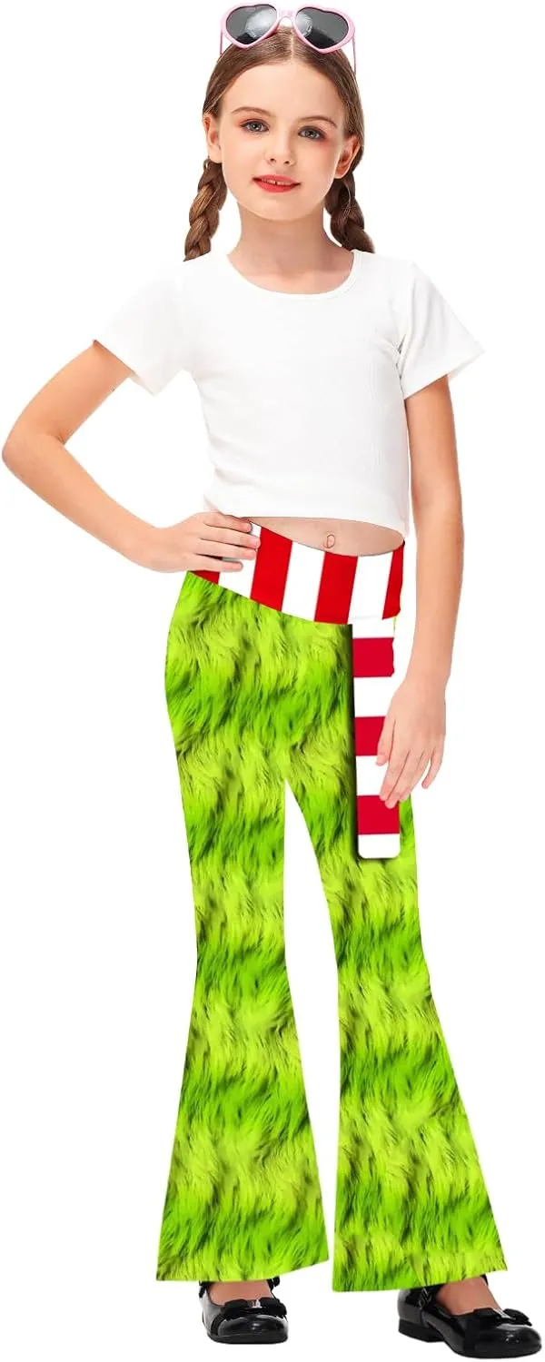 AOBUTE Girls Bell Bottom Pants Tie Dye Print High Waist Flare Leggings 5-14 Years