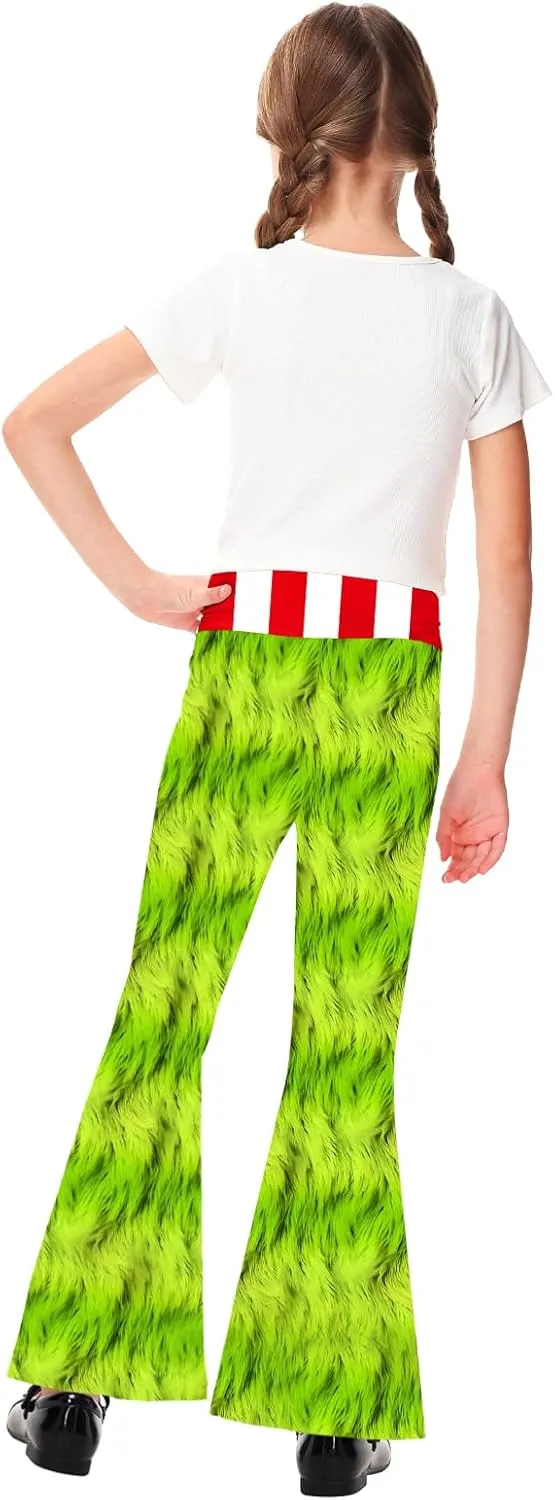 AOBUTE Girls Bell Bottom Pants Tie Dye Print High Waist Flare Leggings 5-14 Years