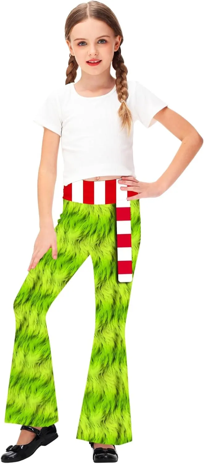 AOBUTE Girls Bell Bottom Pants Tie Dye Print High Waist Flare Leggings 5-14 Years
