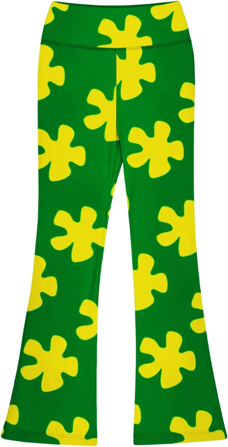 AOBUTE Girls Bell Bottom Pants Tie Dye Print High Waist Flare Leggings 5-14 Years