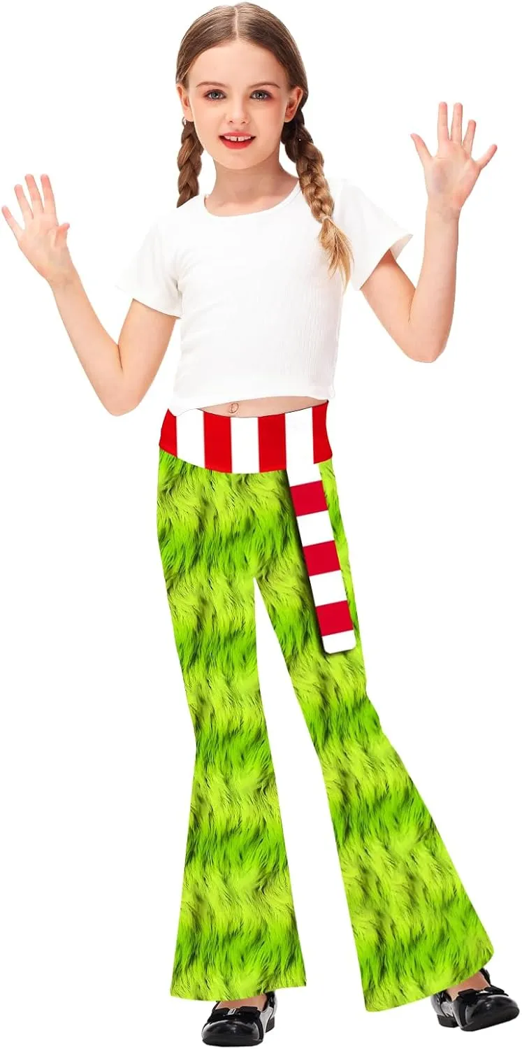 AOBUTE Girls Bell Bottom Pants Tie Dye Print High Waist Flare Leggings 5-14 Years