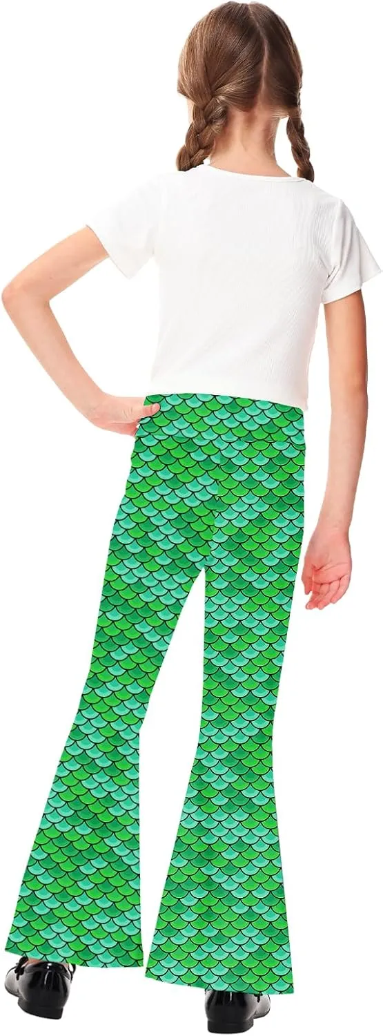 AOBUTE Girls Bell Bottom Pants Tie Dye Print High Waist Flare Leggings 5-14 Years