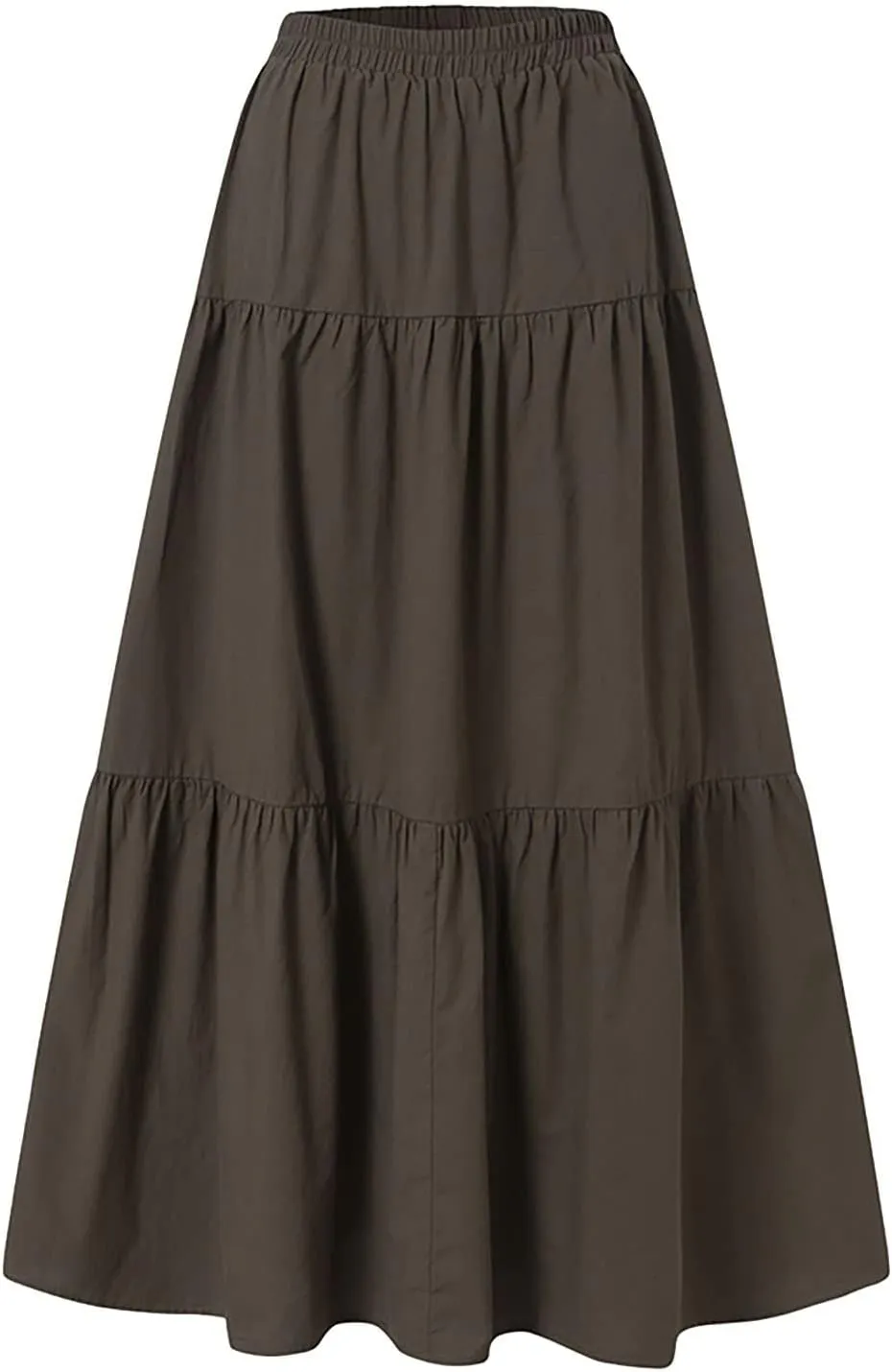 Athletic Skirts Women Lightweight Summer High Elastic Waisted Soft Pleated Trendy A-Line Long Skirts for Women