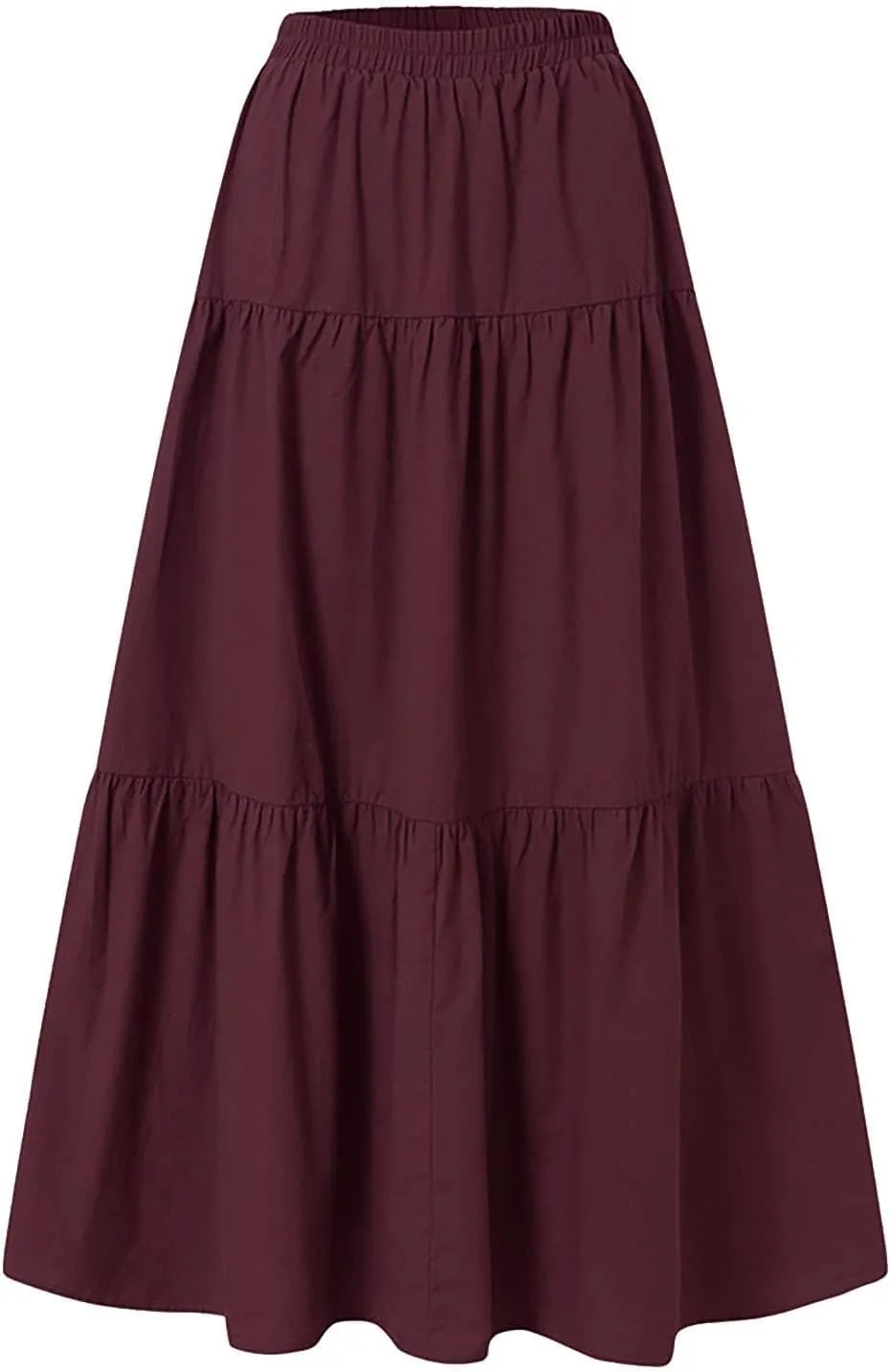 Athletic Skirts Women Lightweight Summer High Elastic Waisted Soft Pleated Trendy A-Line Long Skirts for Women