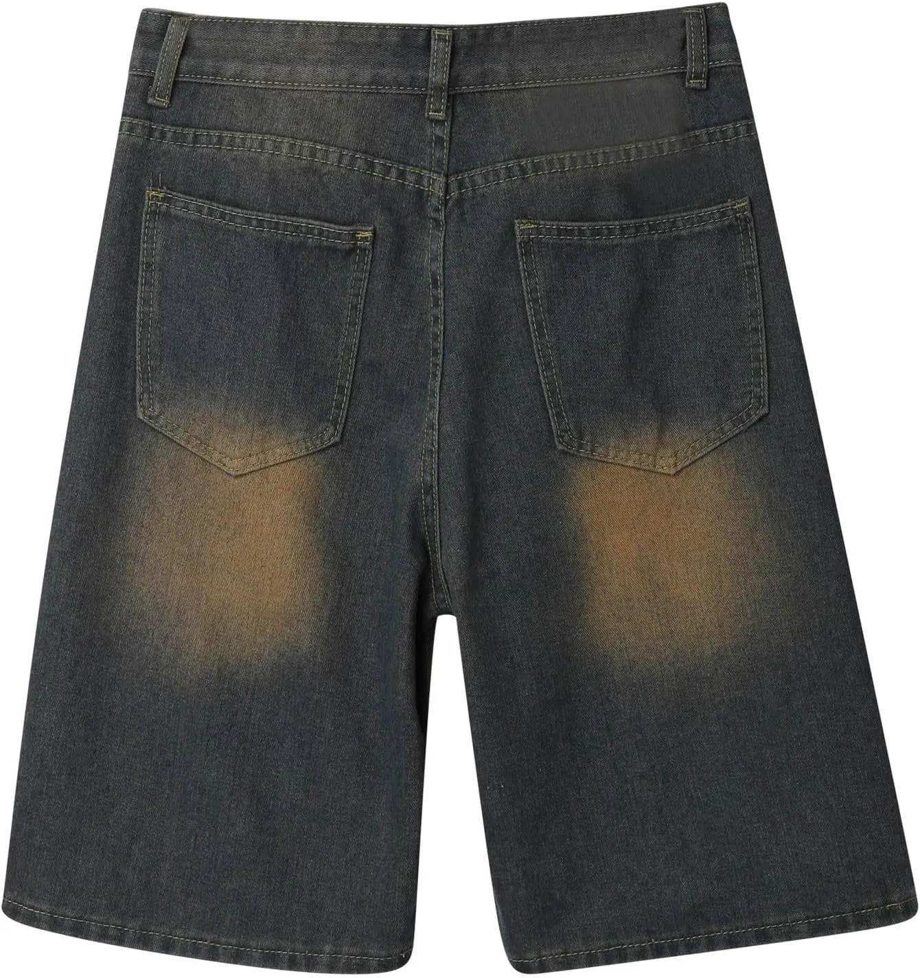 Baggy Jean Shorts for Men Summer Casual Loose Fit Y2K Hip Hop Mid Denim Shorts Streetwear with Pockets
