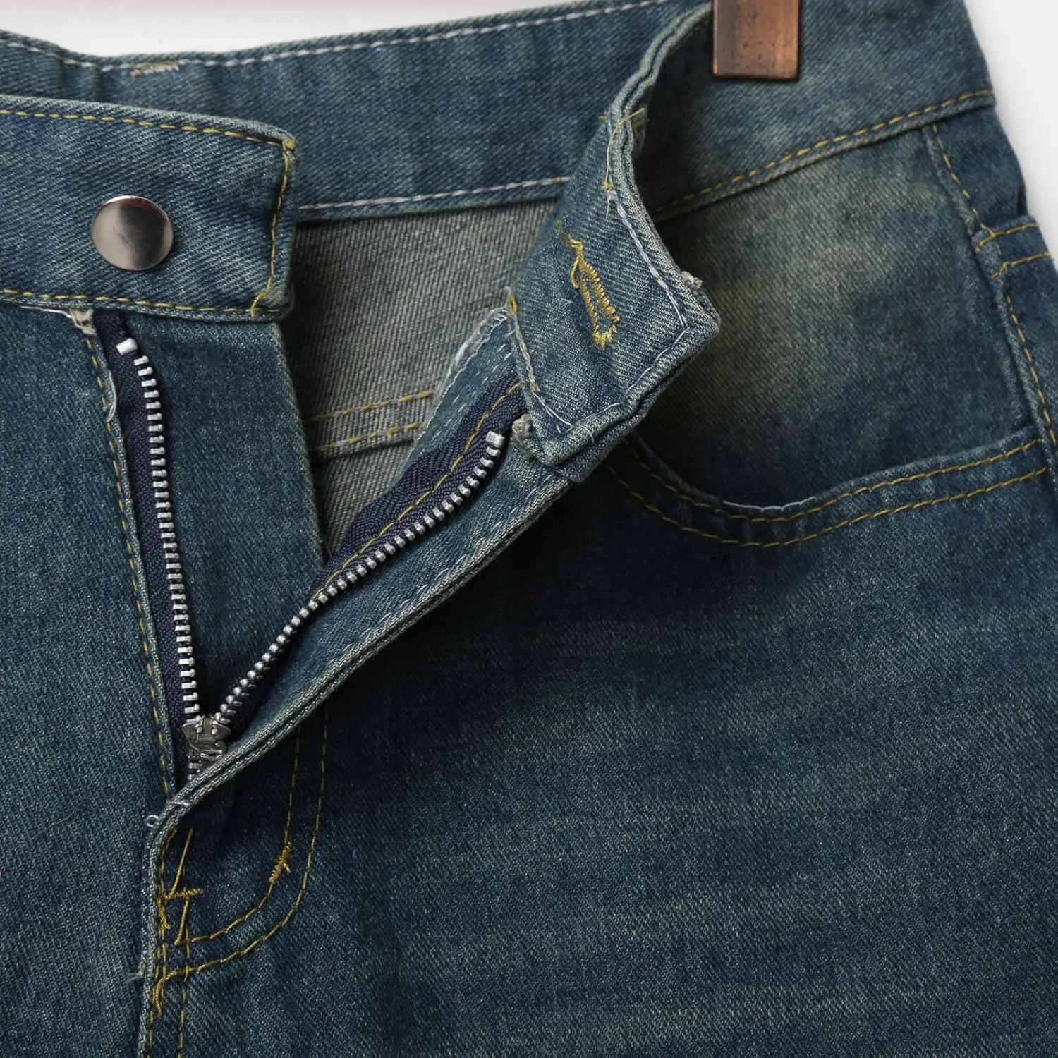 Baggy Jean Shorts for Men Summer Casual Loose Fit Y2K Hip Hop Mid Denim Shorts Streetwear with Pockets