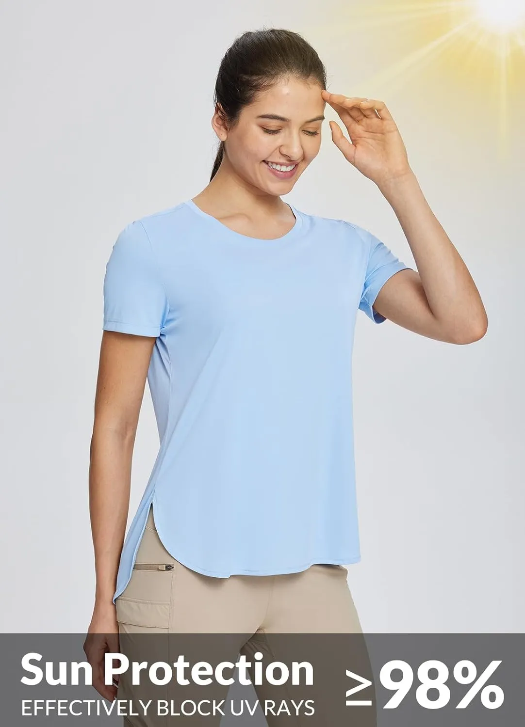 baleaf Women's Workout Tops Shirts UPF50  Sun Shirt Short Sleeve Quick Dry UV Protection Athletic Tee