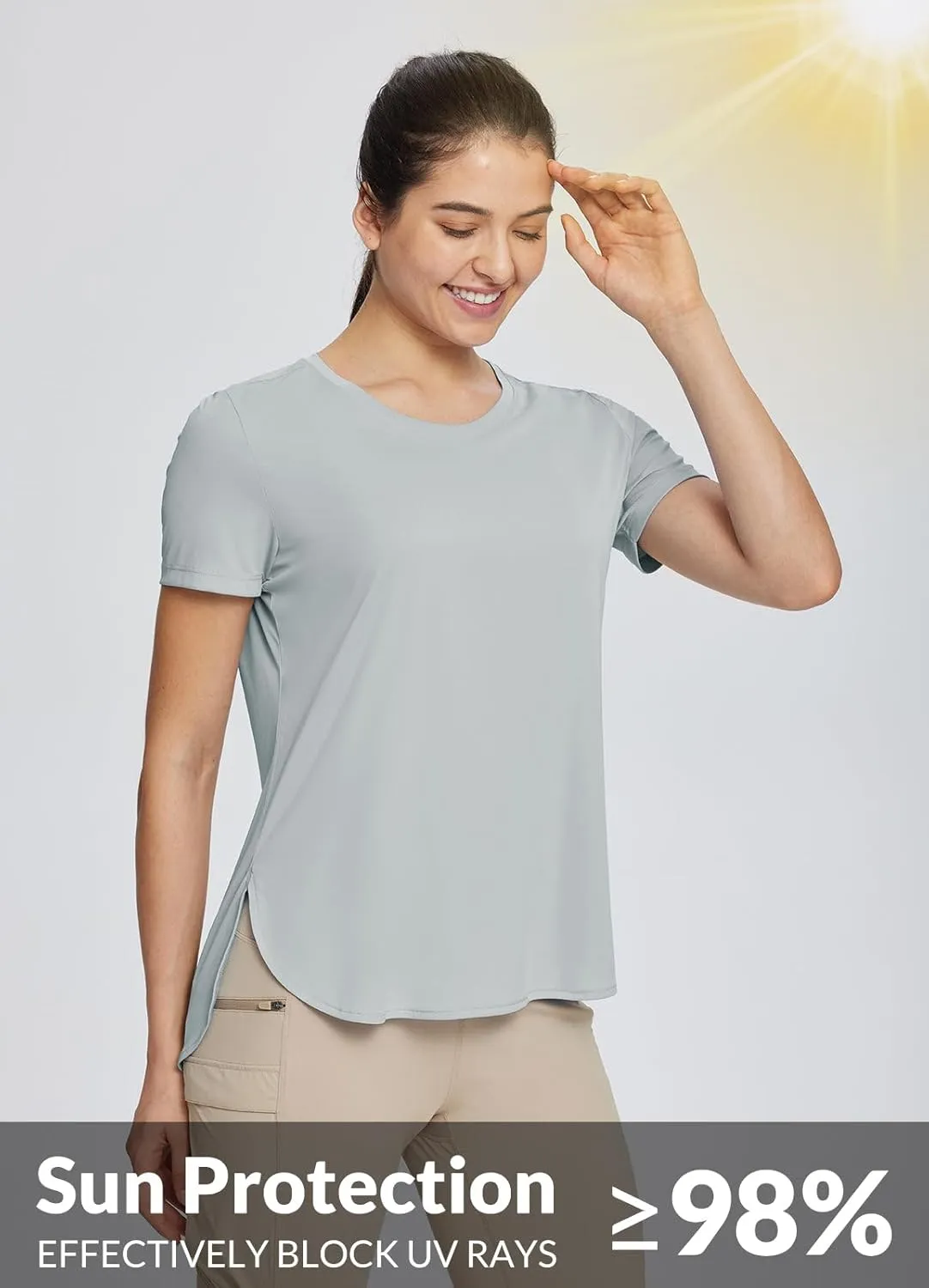 baleaf Women's Workout Tops Shirts UPF50  Sun Shirt Short Sleeve Quick Dry UV Protection Athletic Tee