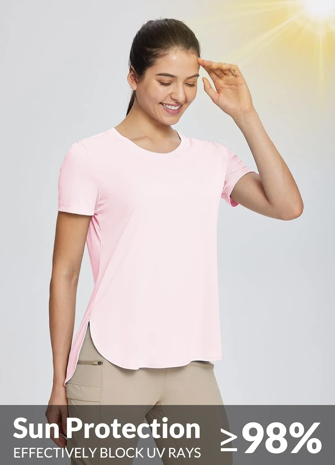 baleaf Women's Workout Tops Shirts UPF50  Sun Shirt Short Sleeve Quick Dry UV Protection Athletic Tee