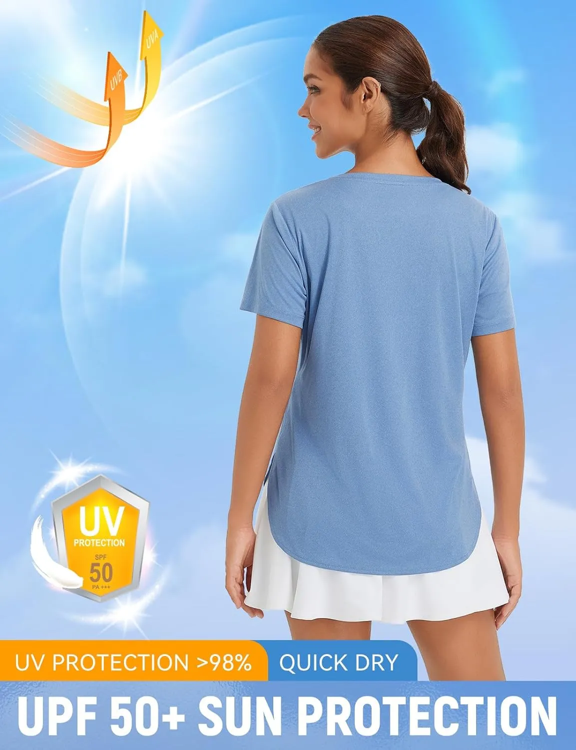 baleaf Women's Workout Tops Shirts UPF50  Sun Shirt Short Sleeve Quick Dry UV Protection Athletic Tee