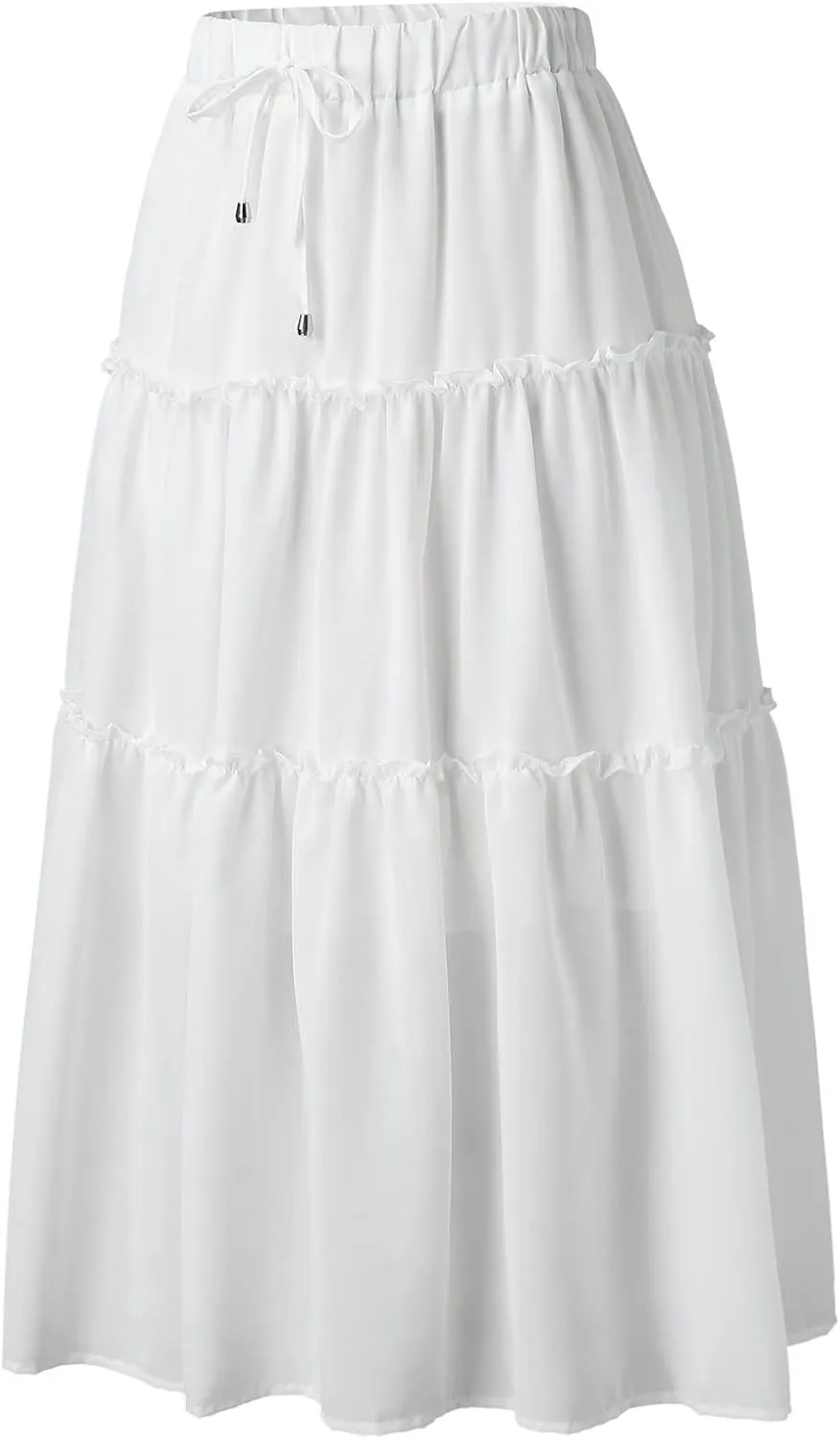 Beach Skirt for Summer Vacation High Elastic Waist Casual A Line Loose Solid Long Skirts for Women Trendy Clothes