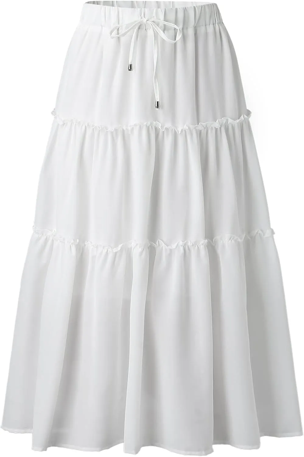 Beach Skirt for Summer Vacation High Elastic Waist Casual A Line Loose Solid Long Skirts for Women Trendy Clothes