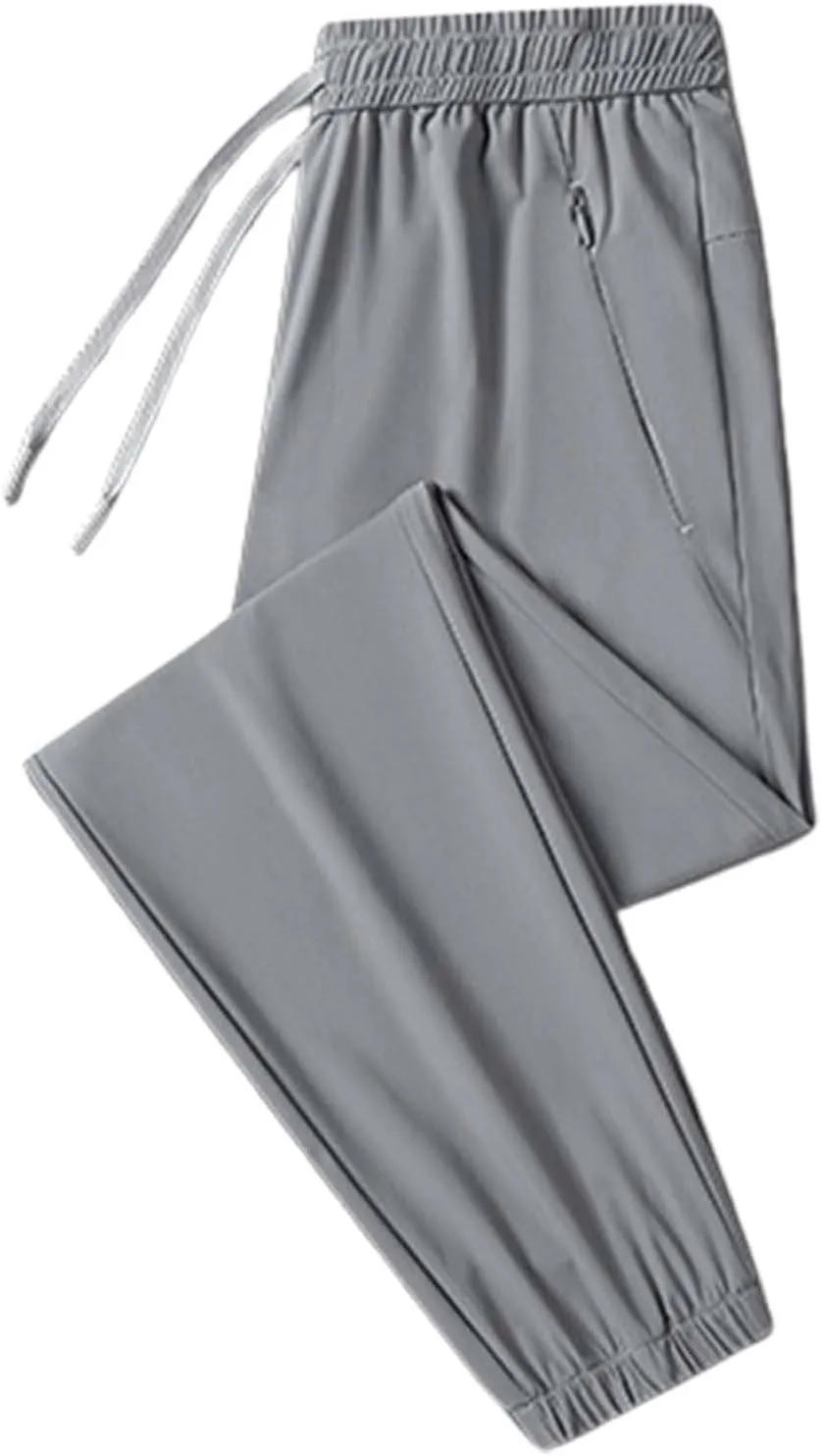 Beeswan Pants for Men Over 50 Quick Drying Stretch Active Ice Silk Pants Cinch Bottom Breathable Icedactive Trousers