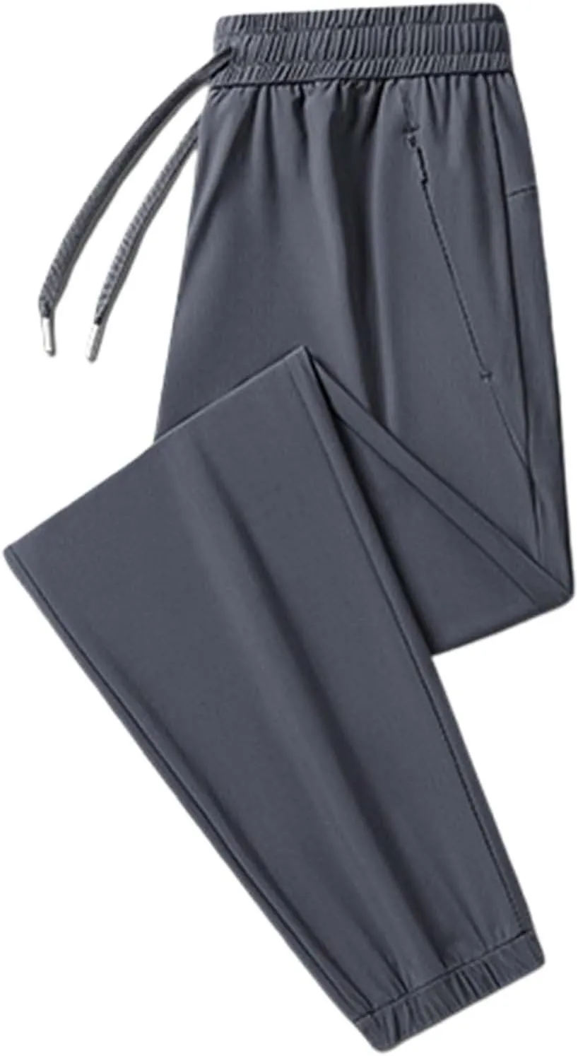 Beeswan Pants for Men Over 50 Quick Drying Stretch Active Ice Silk Pants Cinch Bottom Breathable Icedactive Trousers