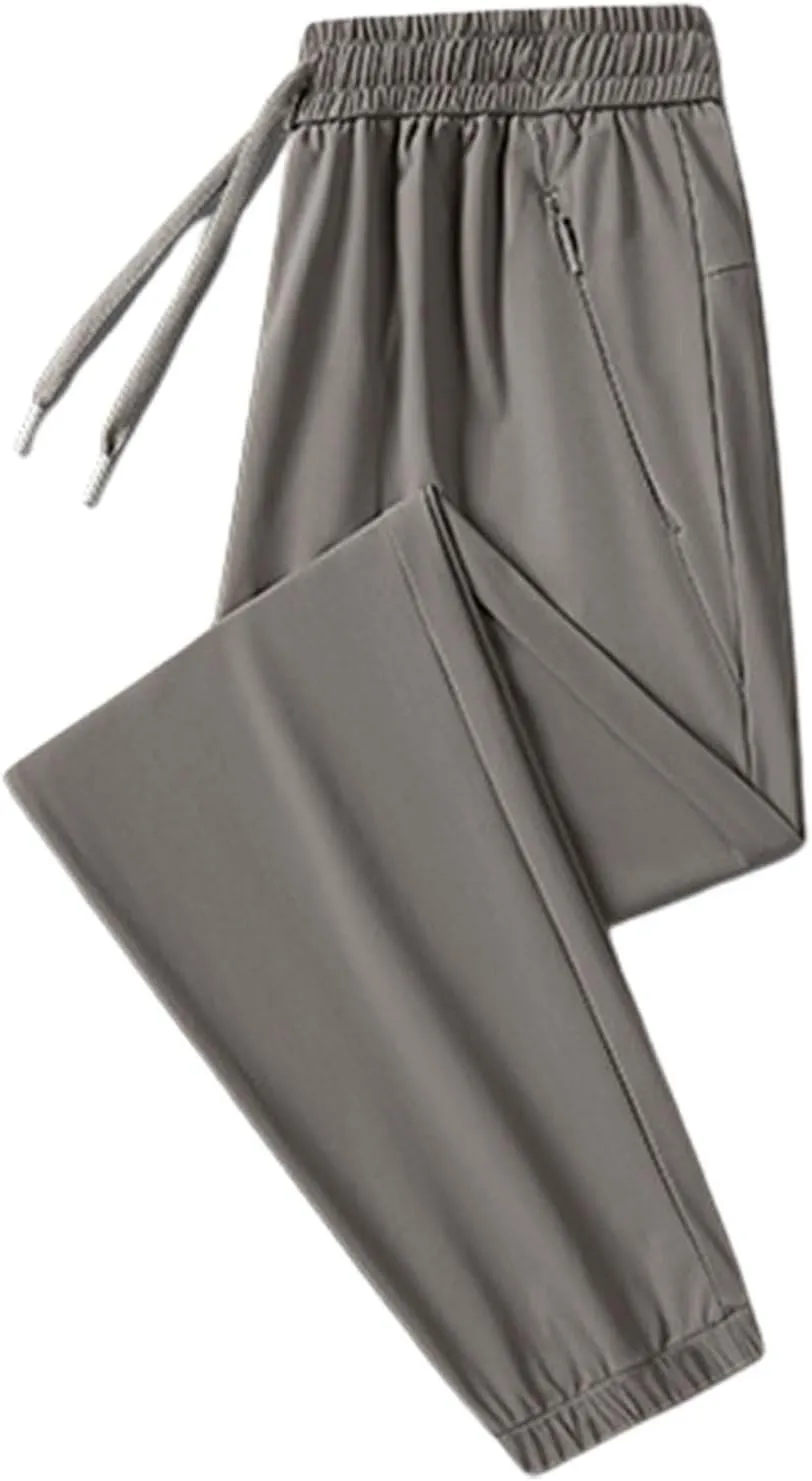 Beeswan Pants for Men Over 50 Quick Drying Stretch Active Ice Silk Pants Cinch Bottom Breathable Icedactive Trousers