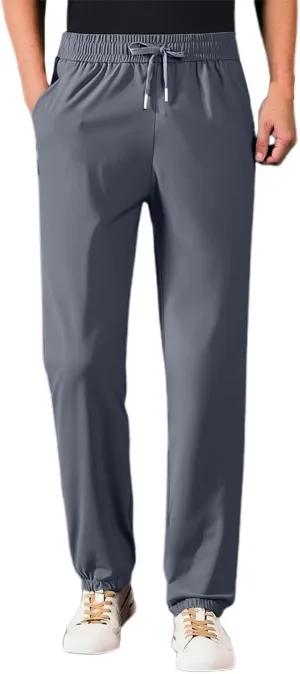 Beeswan Pants for Men Over 50 Quick Drying Stretch Active Ice Silk Pants Cinch Bottom Breathable Icedactive Trousers