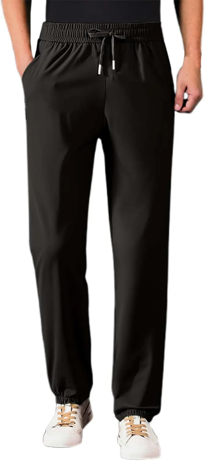 Beeswan Pants for Men Over 50 Quick Drying Stretch Active Ice Silk Pants Cinch Bottom Breathable Icedactive Trousers