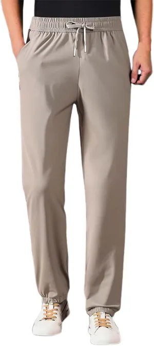Beeswan Pants for Men Over 50 Quick Drying Stretch Active Ice Silk Pants Cinch Bottom Breathable Icedactive Trousers
