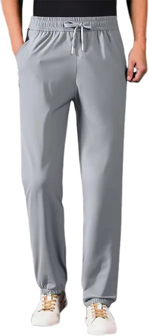 Beeswan Pants for Men Over 50 Quick Drying Stretch Active Ice Silk Pants Cinch Bottom Breathable Icedactive Trousers