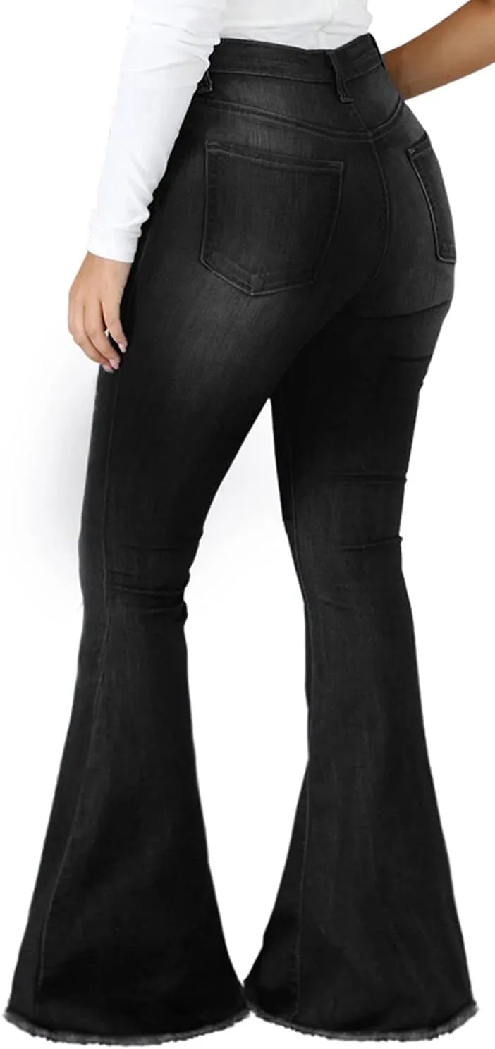 Bell Bottom Jeans for Women Ripped High Waisted Classic Flared Pants
