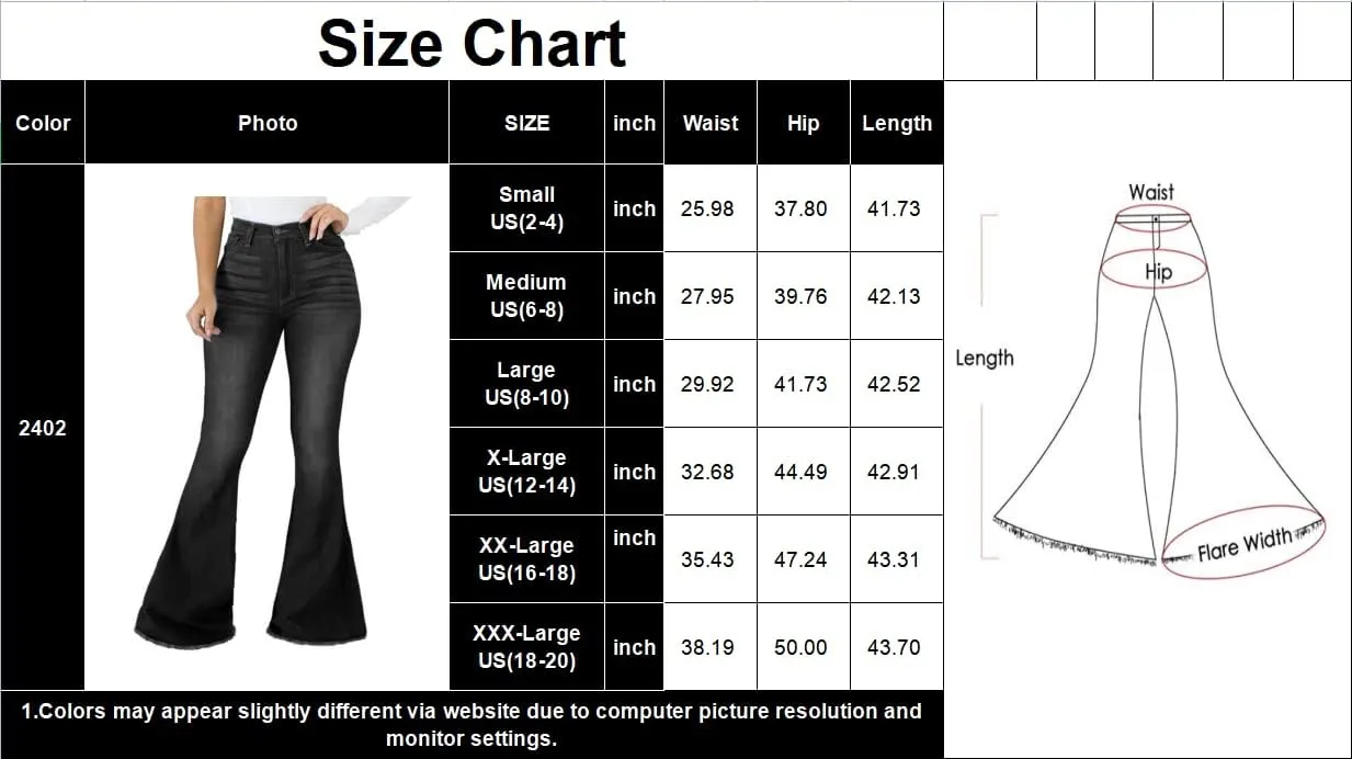 Bell Bottom Jeans for Women Ripped High Waisted Classic Flared Pants