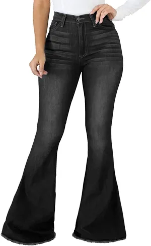 Bell Bottom Jeans for Women Ripped High Waisted Classic Flared Pants