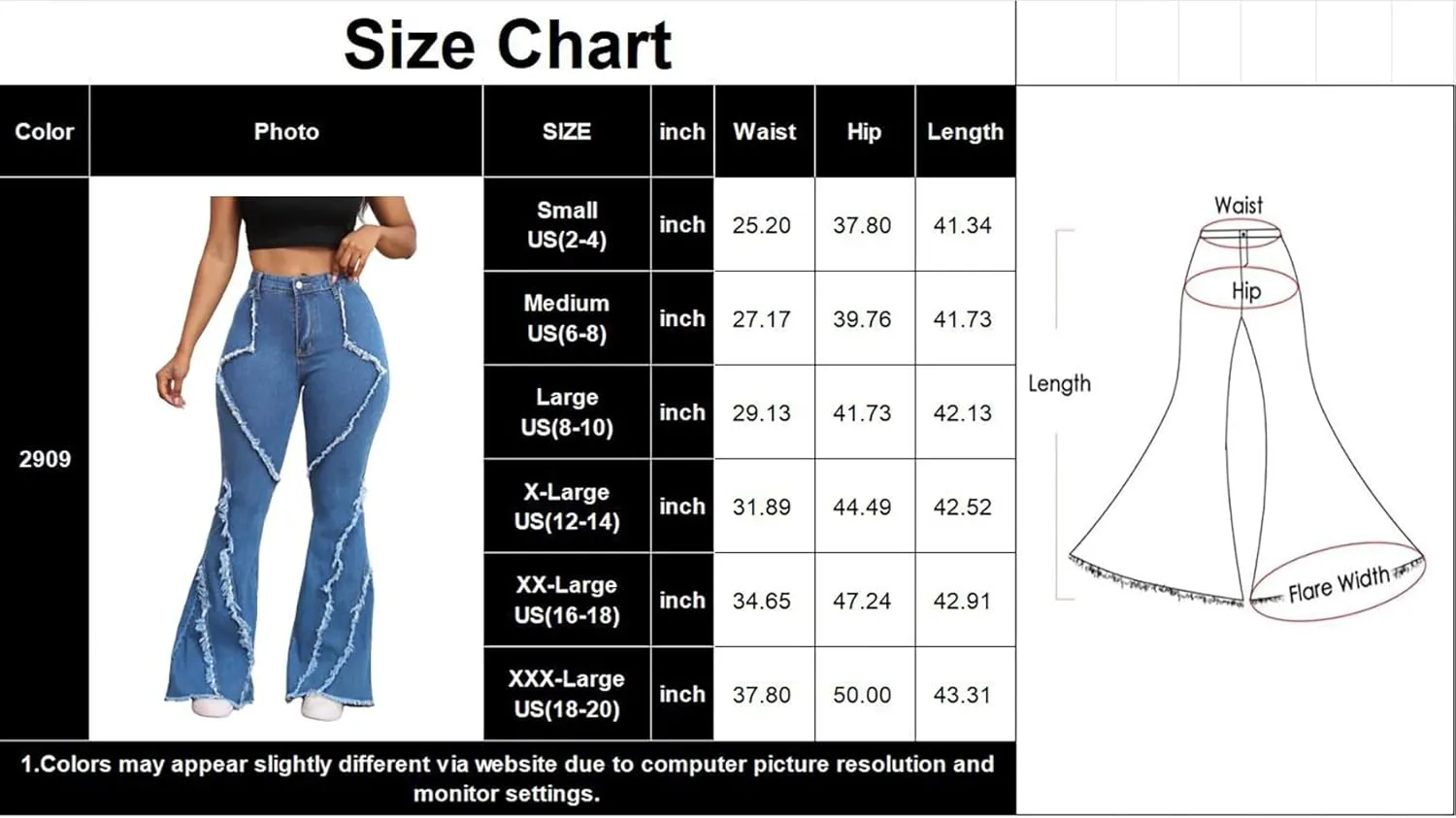 Bell Bottom Jeans for Women Ripped High Waisted Classic Flared Pants