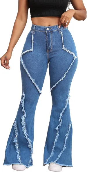 Bell Bottom Jeans for Women Ripped High Waisted Classic Flared Pants