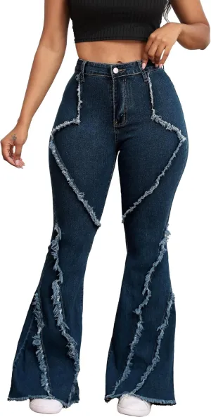 Bell Bottom Jeans for Women Ripped High Waisted Classic Flared Pants
