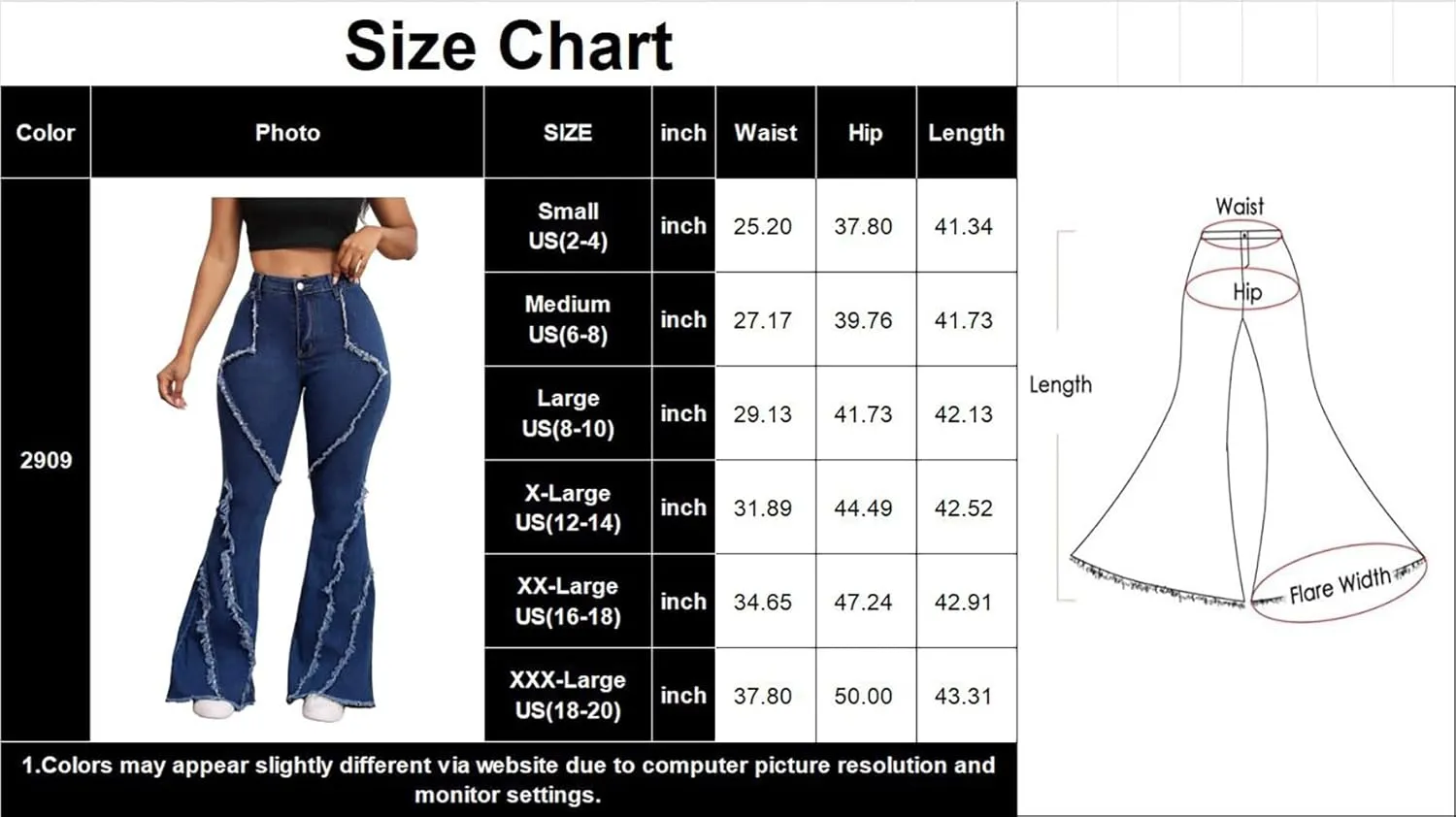 Bell Bottom Jeans for Women Ripped High Waisted Classic Flared Pants