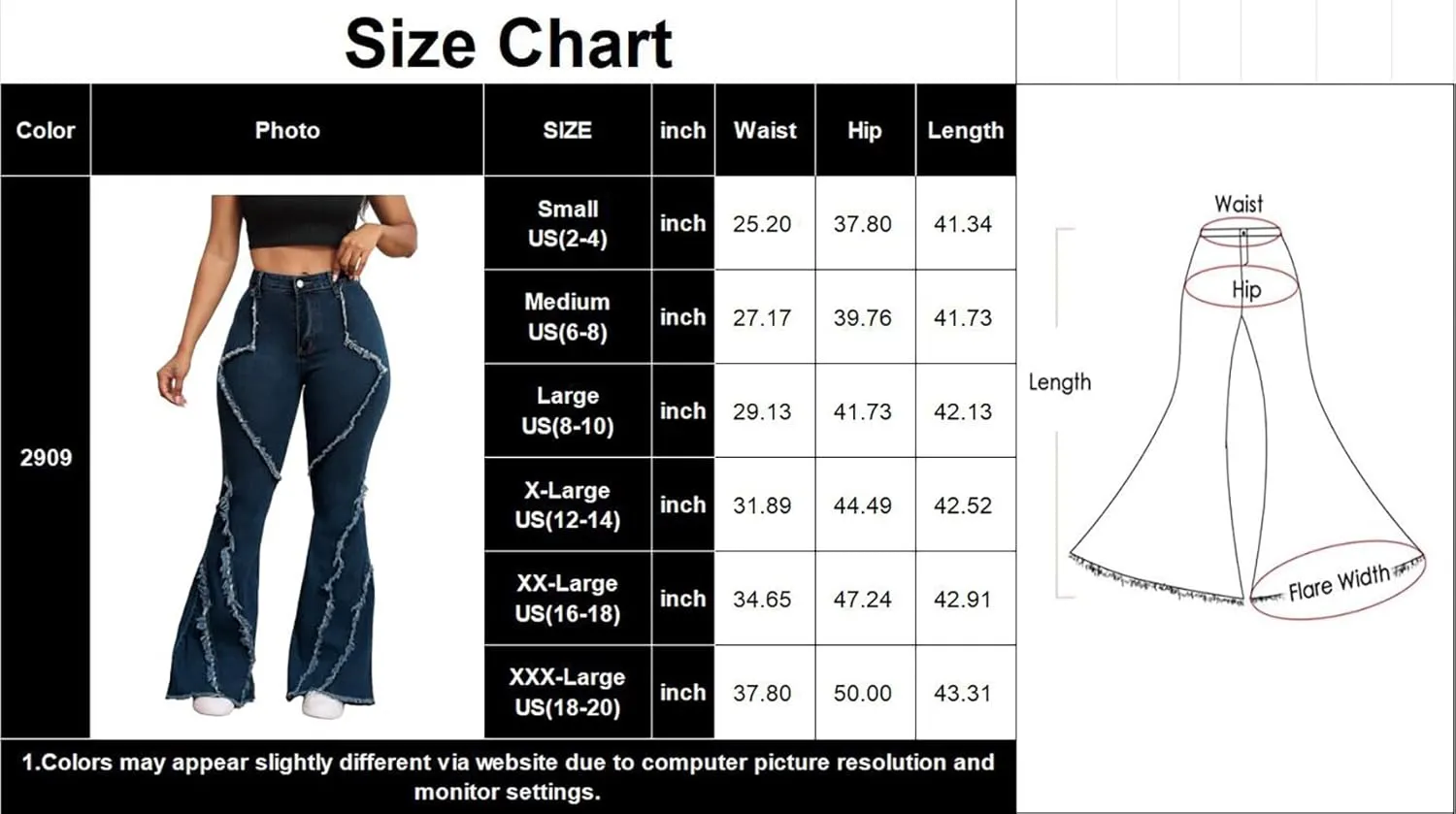 Bell Bottom Jeans for Women Ripped High Waisted Classic Flared Pants