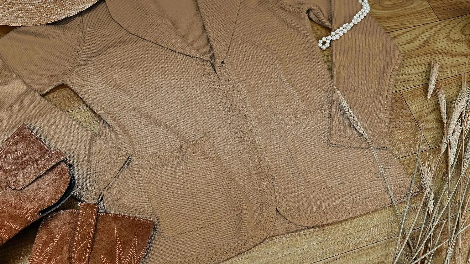 Belle Poque Women Sweater Blazer Vintage Cardigan Sweater V Neck Shawl Lapel Collar Cardigan with Pockets