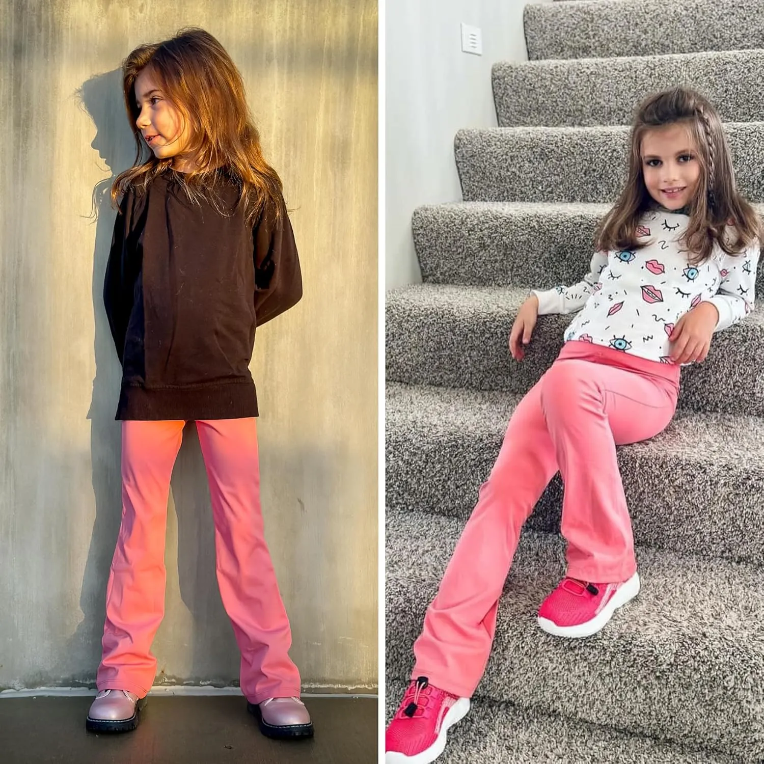 BIG ELEPHANT Girls Flare Leggings Kids Bell Bottoms High Waisted Bootcut Yoga Dance Flared Pants