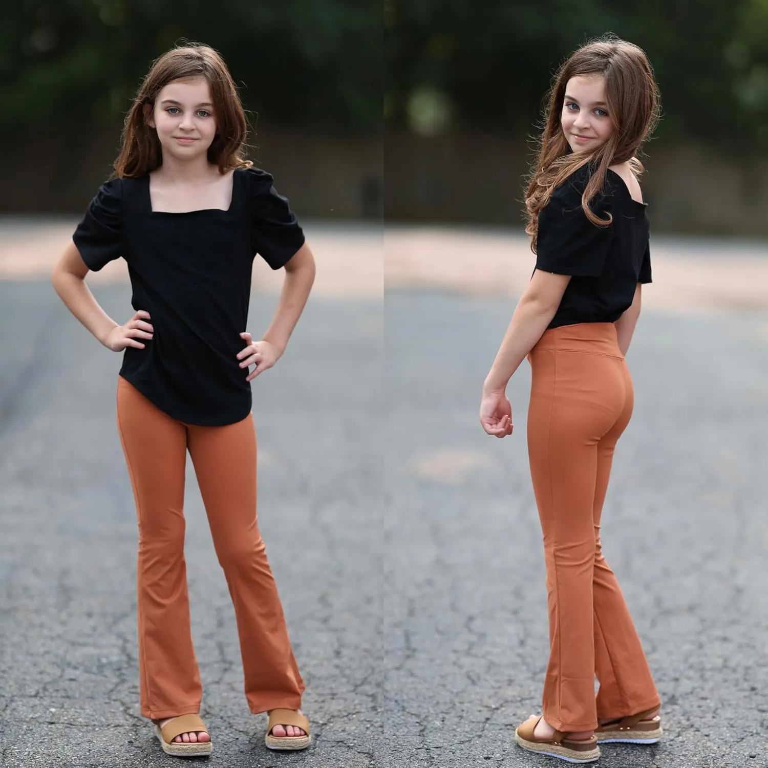 BIG ELEPHANT Girls Flare Leggings Kids Bell Bottoms High Waisted Bootcut Yoga Dance Flared Pants
